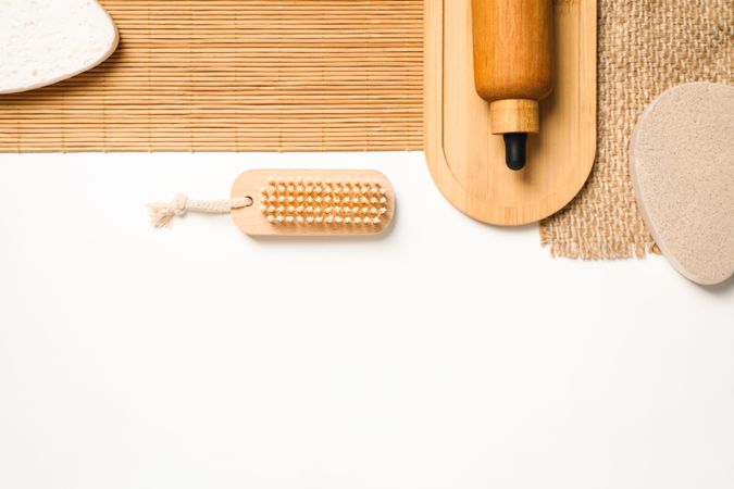 Flat lay of creative moodboard composition, space for text