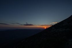 Beautiful bright sunset in mountains