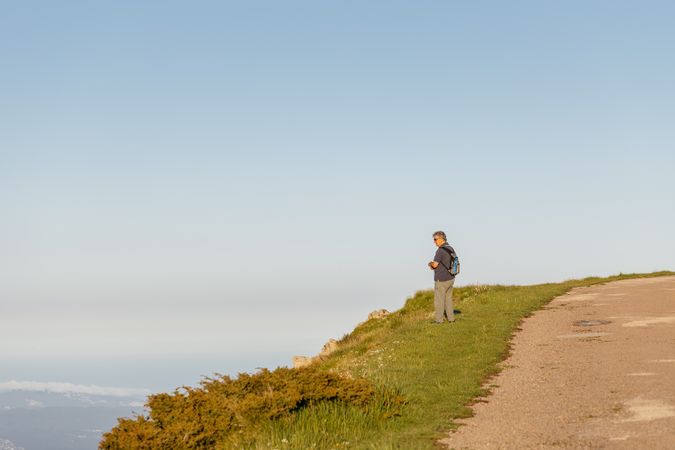 Man walking on the mountain