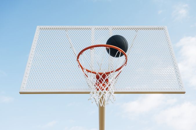 Outdoor basketball court and ball