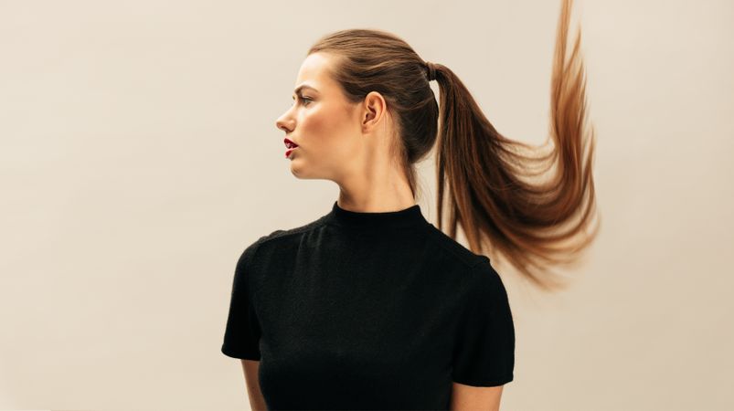 Female fashion model with long hair