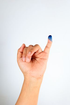 Hand with Ink for Indonesian Election Day or Pemilu