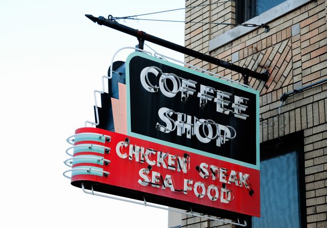 Historic Coffee Shop Sign near the Lorraine Motel Historic Site in Memphis, Tennessee