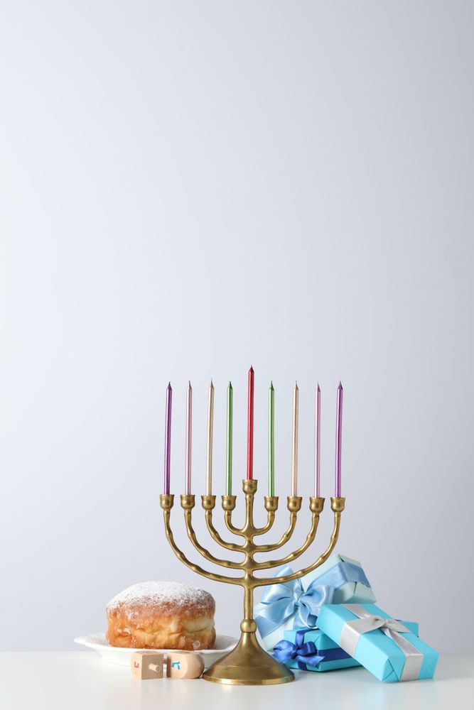 Concept of Jewish holiday, Hanukkah, space for text