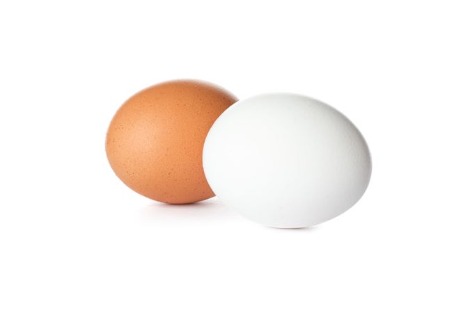 Raw chicken eggs isolated on plain background