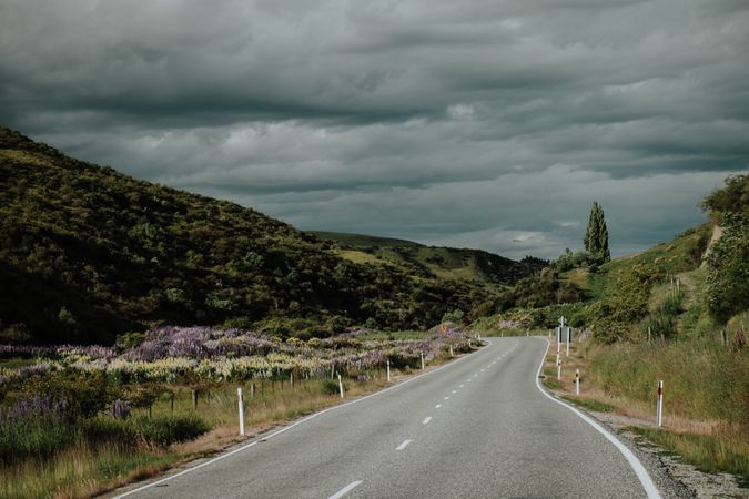 Country road among green hills
