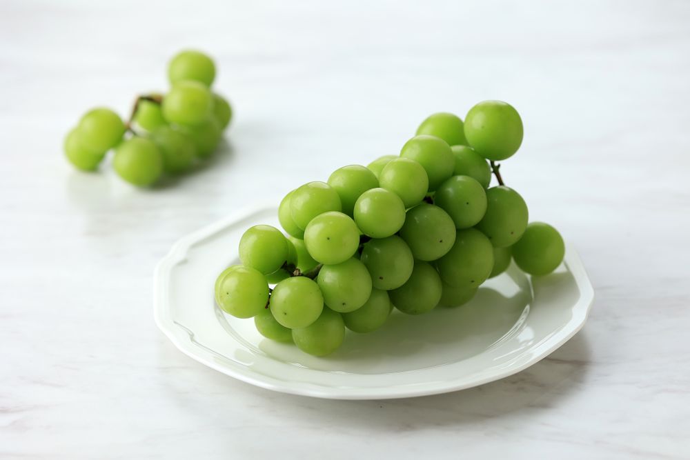 Shine Muscat Green Grapes on a Plate,