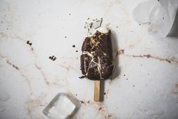 Crashed chocolate and vanilla popsicle