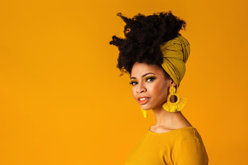 Portrait of Black woman with large earrings