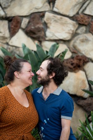 Romantic couple looking at each other with love and happiness