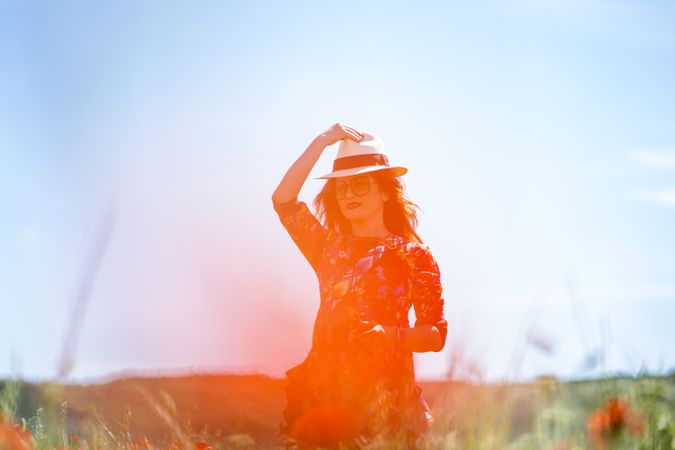 Woman standing in field