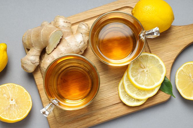 Cold treatment, healthcare concept - tea with ginger