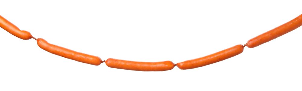 Hanging links of sausages, wide