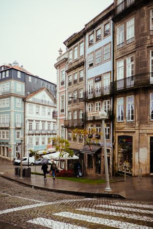 PORTO, PORTUGAL - February, 11, 2019 : People on beautiful city street
