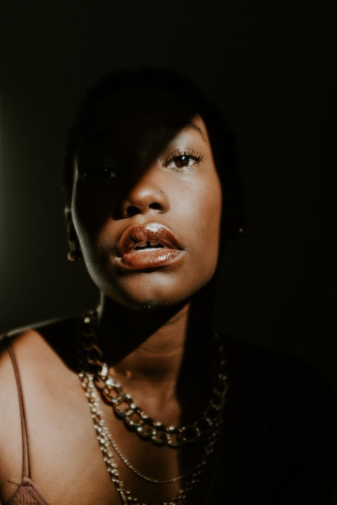 Woman wearing lipgloss
