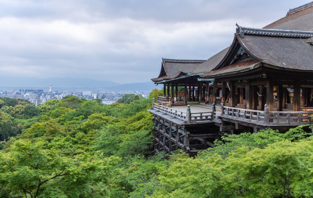 Beautiful zen park on cloudy day