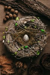 Decorated Easter egg in bird nest