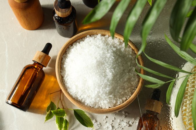 Sea salt, concept of spa and self care