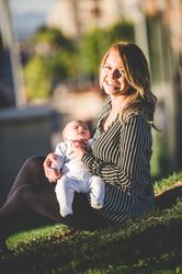 young mother and his baby with down syndrome