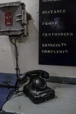 Vintage rotary phone in museum
