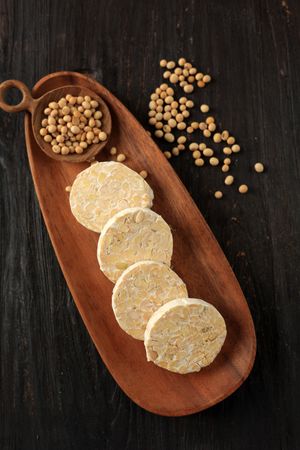 Raw Round Tempeh, Fermented Soy Bean