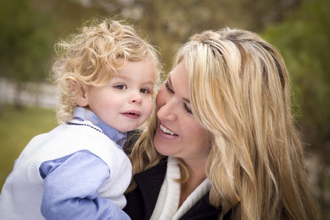 Happy Mother and Son Portrait Outside