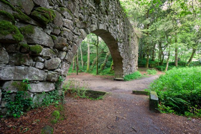Fantastic castle in the Galician mythological mountains, Aldan, Spain