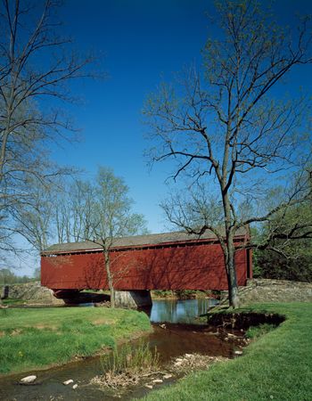 Covered red bridge, Maryland