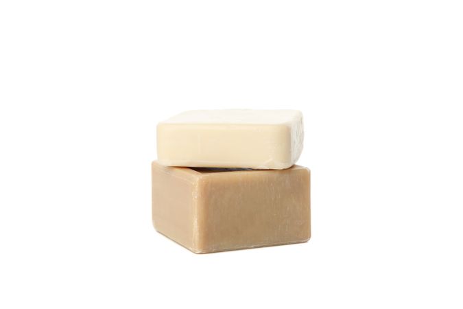 Different soap isolated on light background. Hygiene