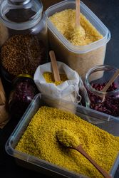 Dried grains and legumes from pantry