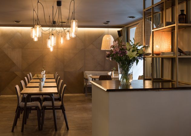 Interior of cozy restaurant