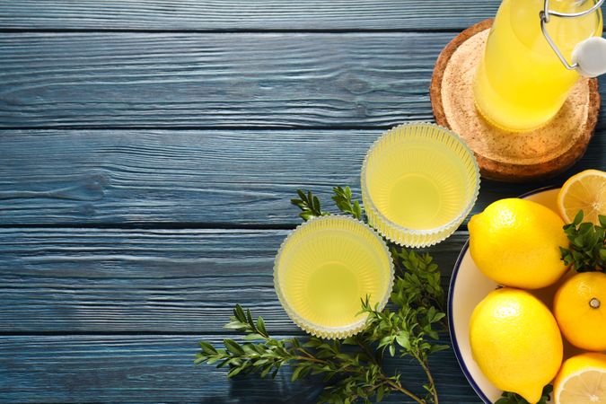 Concept of tasty drink, Limoncello, space for text