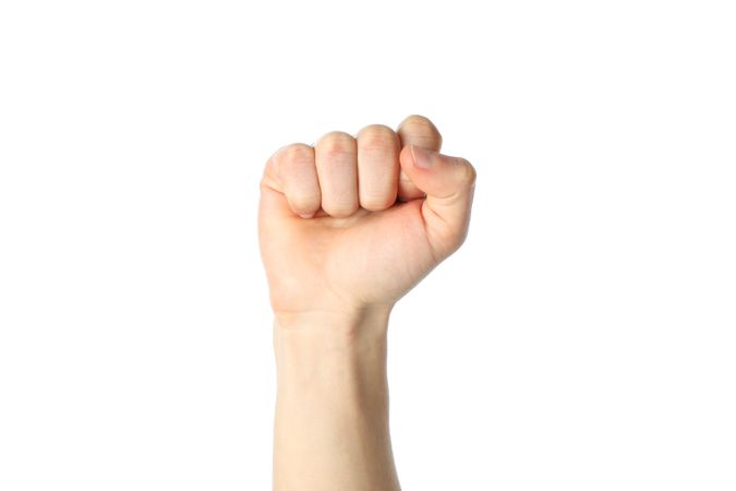 Male fist isolated on blank background. Gestures