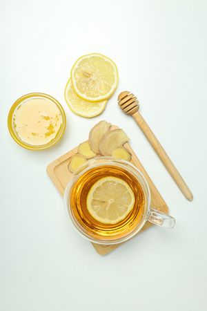 Cold treatment, healthcare concept - tea with ginger