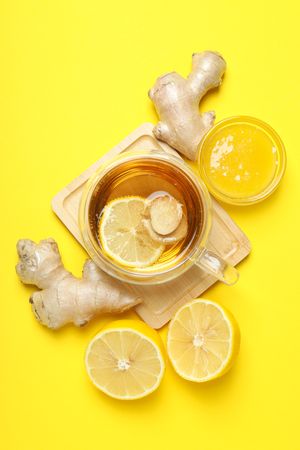 Cold treatment, healthcare concept - tea with ginger
