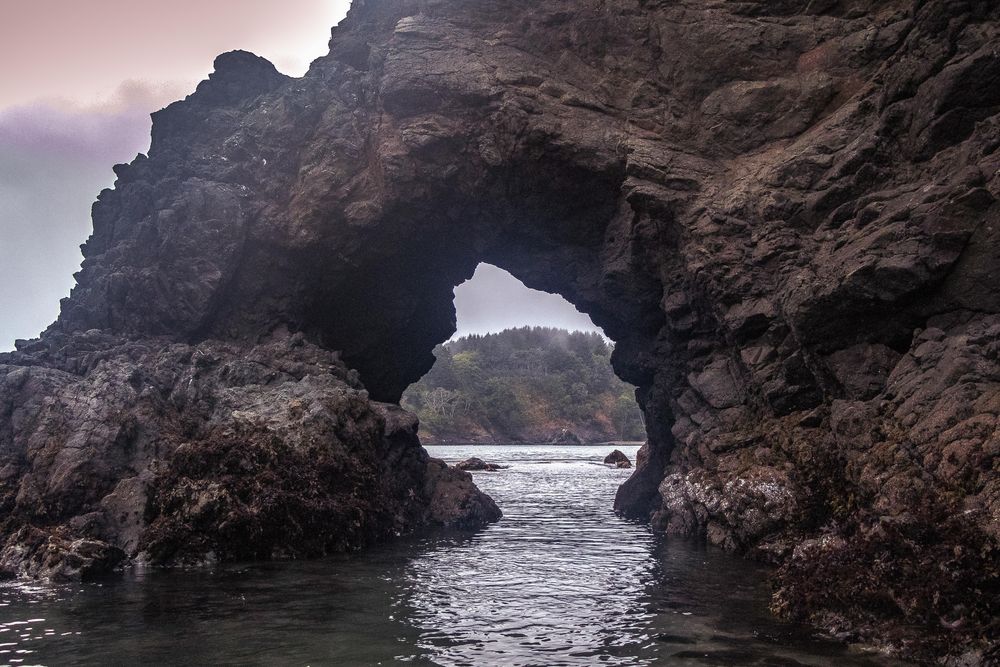 Rocky cove creating an opening in the water