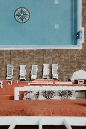 Lounges at blue pool