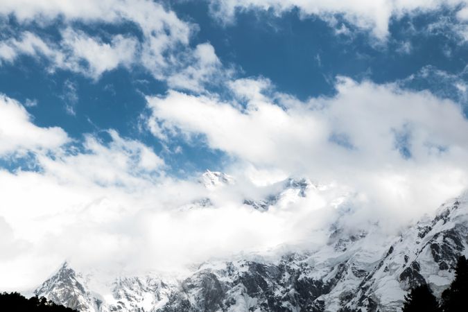 Clouds over Fairy Meadows Nanga Parbat mountain