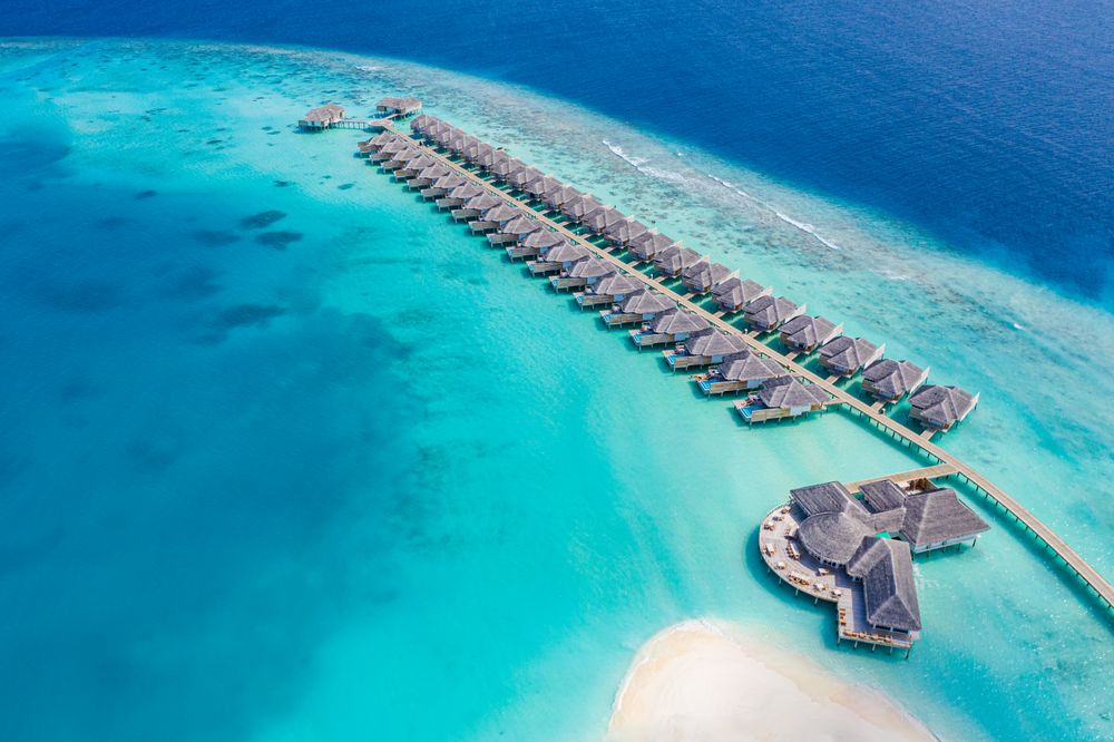 Overwater bungalow, with copy space