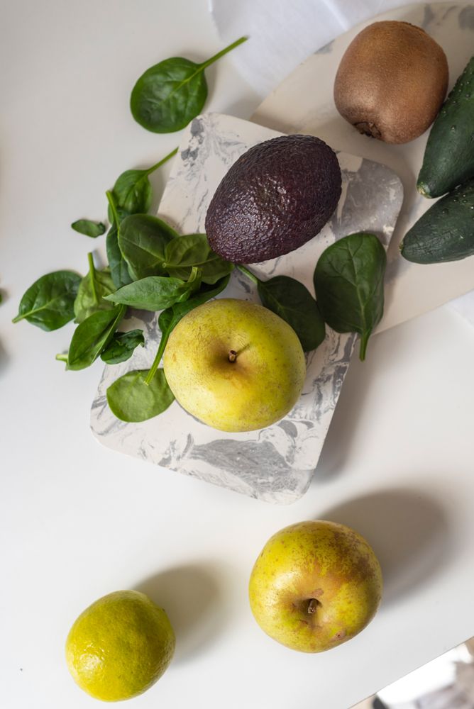 Fresh ingredients, recipe of Green smoothies.
