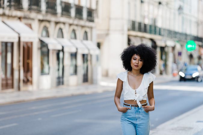 Black female on urban background