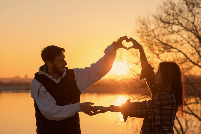 Couple sunset dance