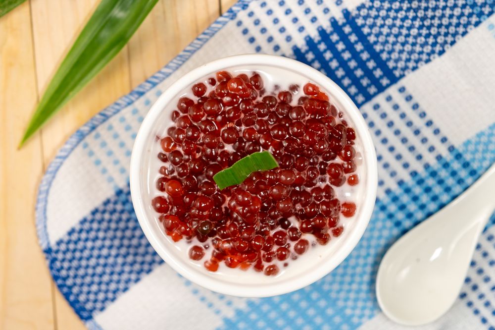 Sweet red sago pearl dessert