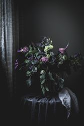 Bouquet of beautiful flowers in a vintage room