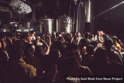 London, England, United Kingdom - Nov 9, 2022: Dense crowd in brewery at music festival bxpqZb