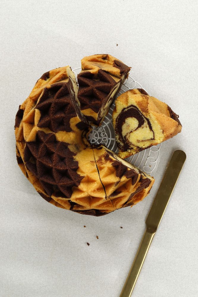 Top View Sliced Marble Bundt Cake