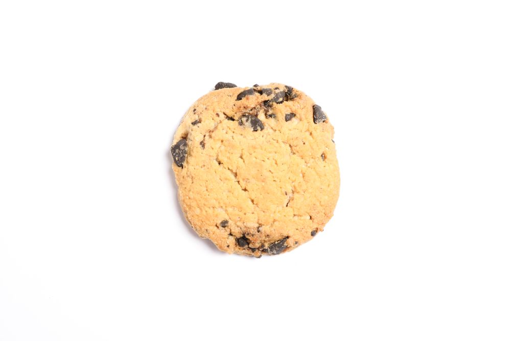 chocolate chip cookie on light background
