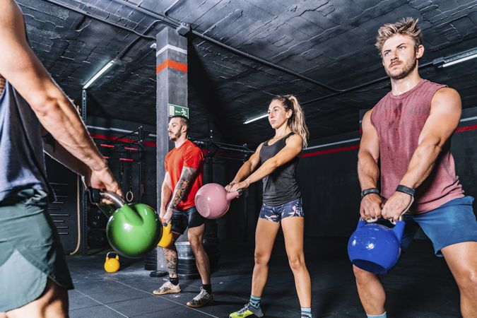 Concentrated muscular mates training in sport club