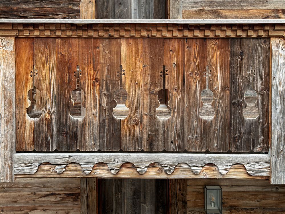 Carved violins out of terrace