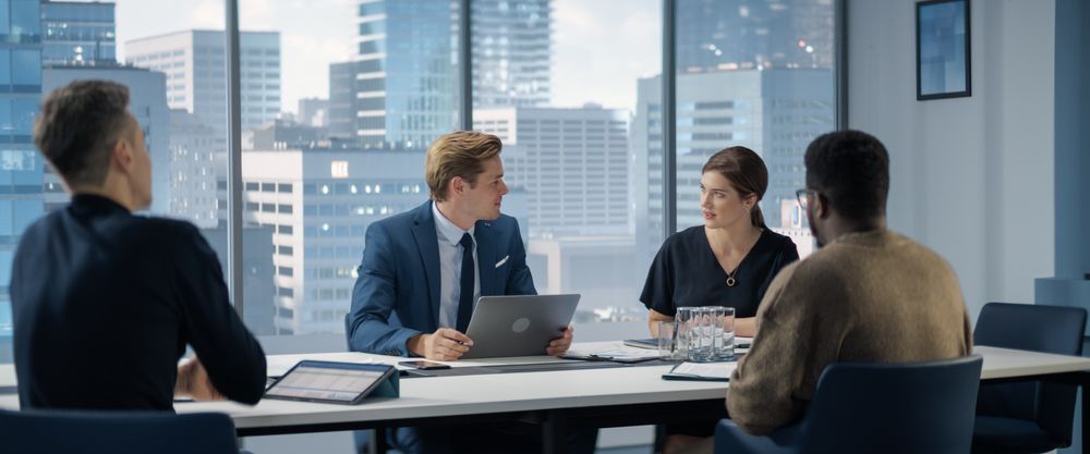 Modern Multi-Ethnic Office Conference Room Meeting